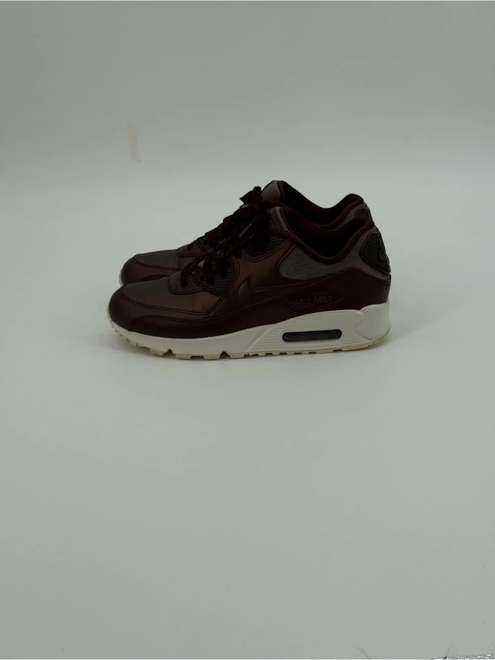 Nike Air Max 90 Metallic Mahogany Leather Sneakers Sporty Chic Casual Shoes